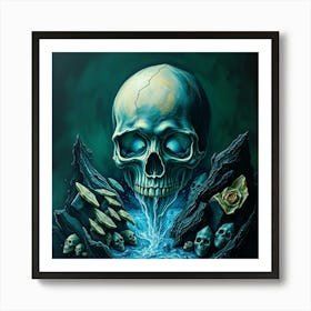 Skull And Water Art Print