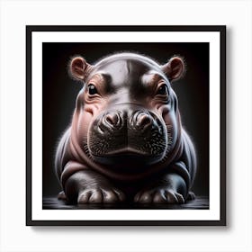 Baby Hippo on black background Art Print