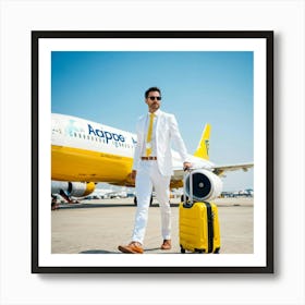 Large White Vacation Transportation Beach Isolated Bag Signs Yellow Happy Protection Air (15) Art Print