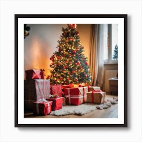 Christmas Tree With Presents 8 Art Print