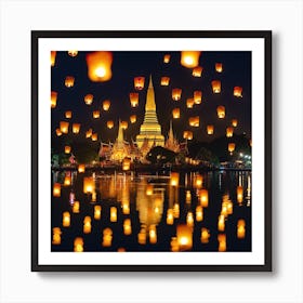 Thailand Sky Lanterns Art Print