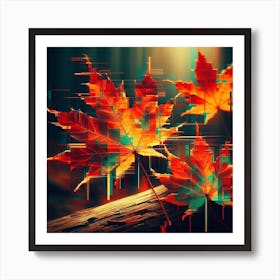 Glitch Maple Leafs, Glitch art Art Print