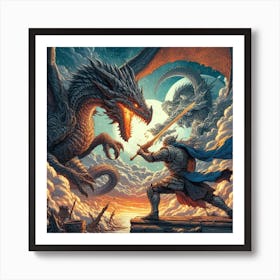 Dragons And Knights Art Print