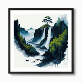 Colored Falls Ink Painting (19) Art Print