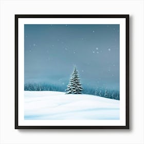 A Serene Winter Landscape Under A Subdued Grey Sky Snow Blankets A Fir Tree Frost Glistens On Surr (4) Art Print