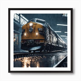 Train In The Rain Art Print