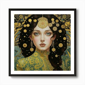 Girl In Gold Art Print