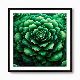 Abstract Green Flower Art Print