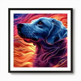 Blue Retriever Painting Art Print