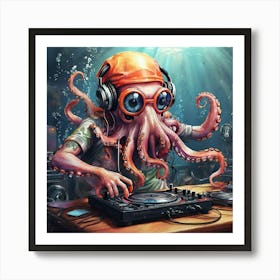 Dj Octopus Art Print