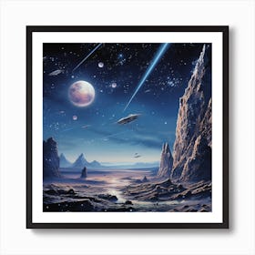 Spaceships In The Sky 1 Art Print