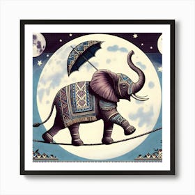 Elephant On A Tightrope 3 Art Print