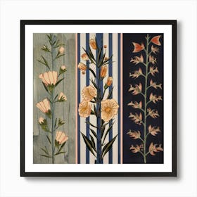 Three Flowers On A Wall Art Print