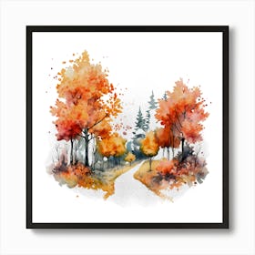 Watercolor Autumn Trees 13 Art Print