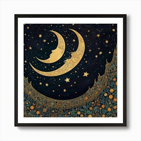 Moon And Stars 8 Art Print