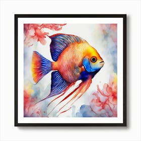 Angel Fish Watercolor Painting Art Print