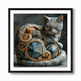 Cat With Stones Art Print