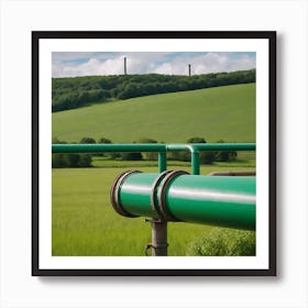 Green Pipe In A Field Art Print