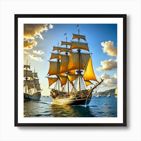 Sailing Ships In The Sea 1 Art Print