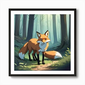 Fox In The Woods 14 Art Print