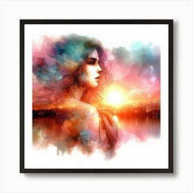 Watercolor Of A Woman Art Print