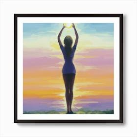 Woman Holding Up The Sun Art Print