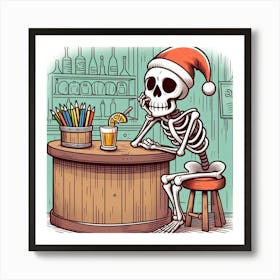 Skeleton At The Bar Art Print