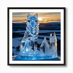 Ice Sculpture Of A Wolf Art Print