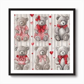 Valentine Teddy Bears Art Print