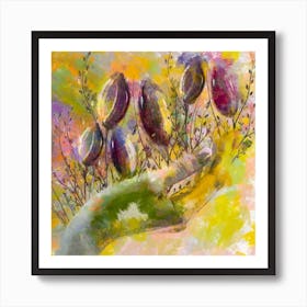 Hand Hold Flowers Square Art Print
