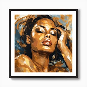 Woman With Her Eyes Closed Art Print