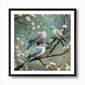 Doves In Blossom Art Print