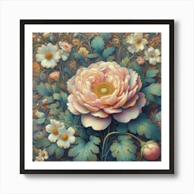 Peonies And Daisies Art Print