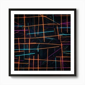 Abstract Neon Lines 1 Art Print