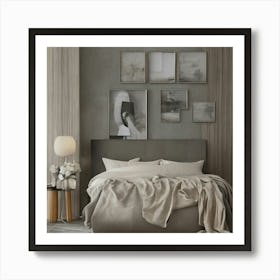 Grey And White Bedroom Art Print