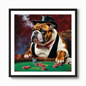 Bulldog At The Poker Table 1 Art Print