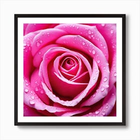 Pink Rose With Water Droplets 2 Art Print