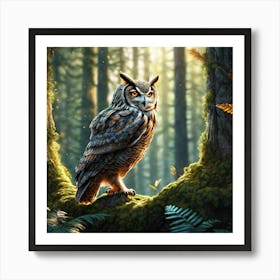 Owl In The Forest 195 Art Print