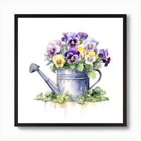 Marion Metal Watering Can With Pansies Watercolor White Backgro 8e3bc8b4 90d8 4d3b Ae9e Ecd4d0324af0 Art Print