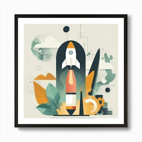 Illustration Of A Rocket 1 Art Print