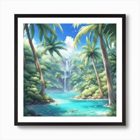 Waterfall In The Jungle 1 Art Print