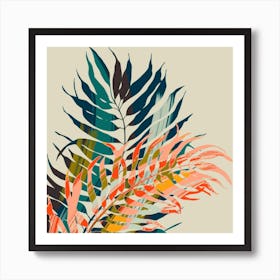 Colorful Palm Leaves Square Art Print