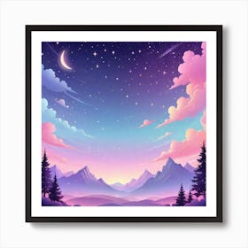 Sky With Twinkling Stars In Pastel Colors Square Composition 278 Art Print