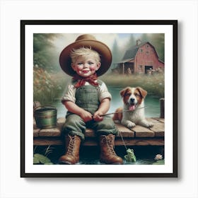 Little Boy Fishing Art Print