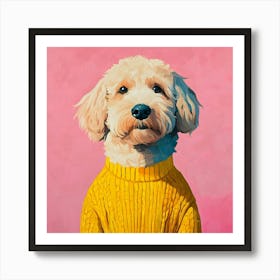 Goldendoodle Yellow And Pink 1 Art Print