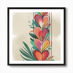 Hearts And Leaves Art Print