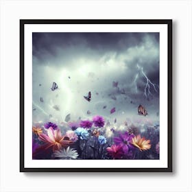 Stormy Flowers Art Print