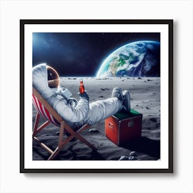 Astronaut Relaxing On The Moon Art Print