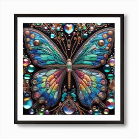 Butterfly embroidered with beads Art Print