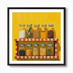Spices On A Shelf Yellow 4 Art Print